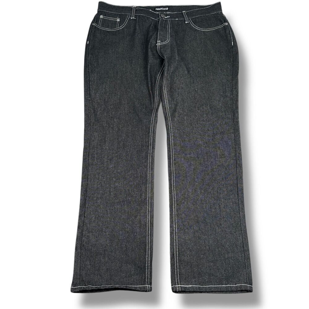 Vintage Mecca Skater Baggy Jeans Men’s 40 Black Y2K Hip Hop Straight Embroidered